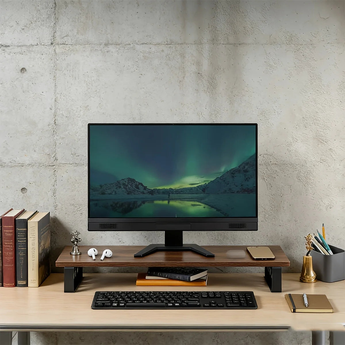 Cozyno Eldr Wood & Iron Monitor Riser — Cozyno Modern Desks & Workspace Accessories — view 4