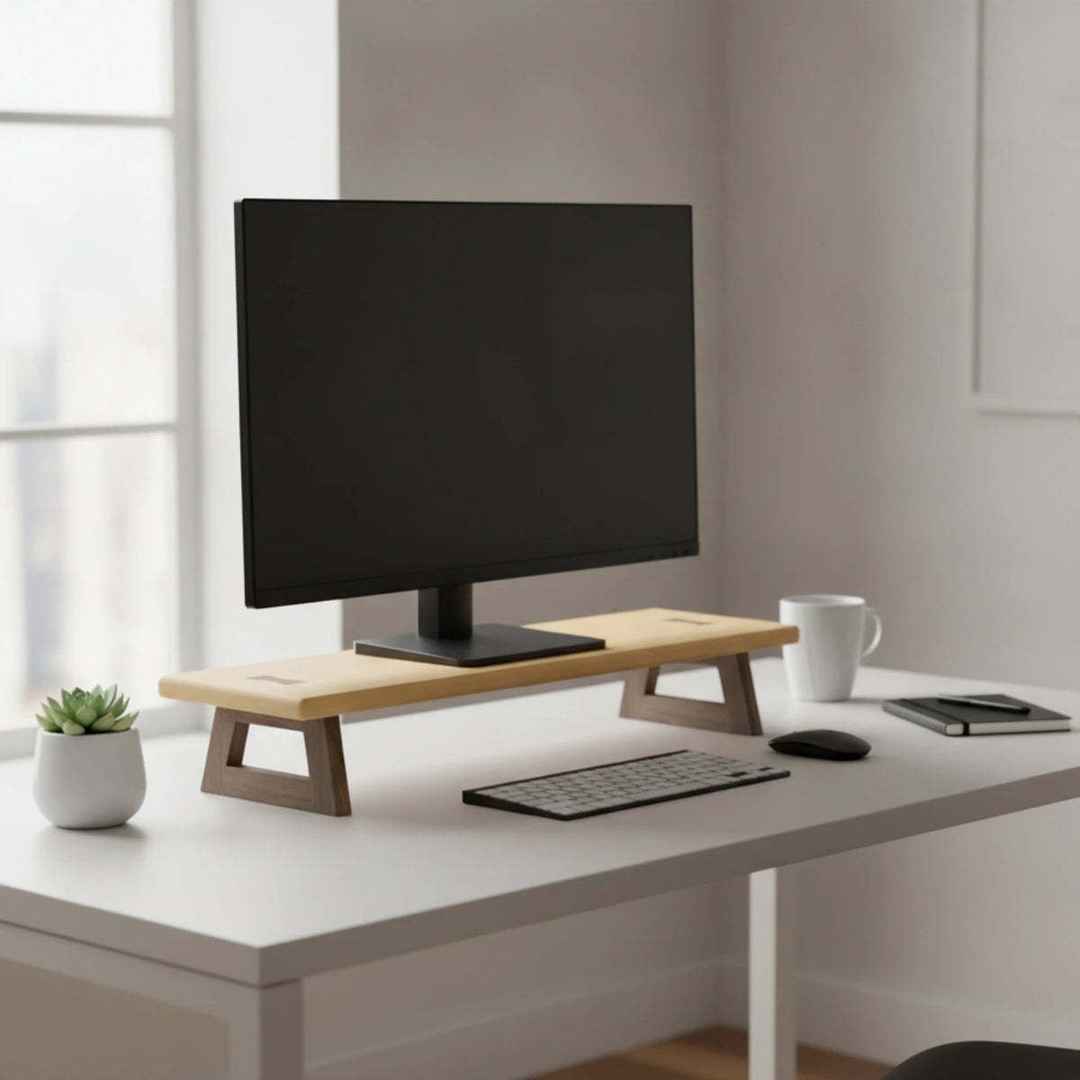 Cozyno Stille Wooden-Leg Monitor Riser — Cozyno Modern Desks & Workspace Accessories — view 2