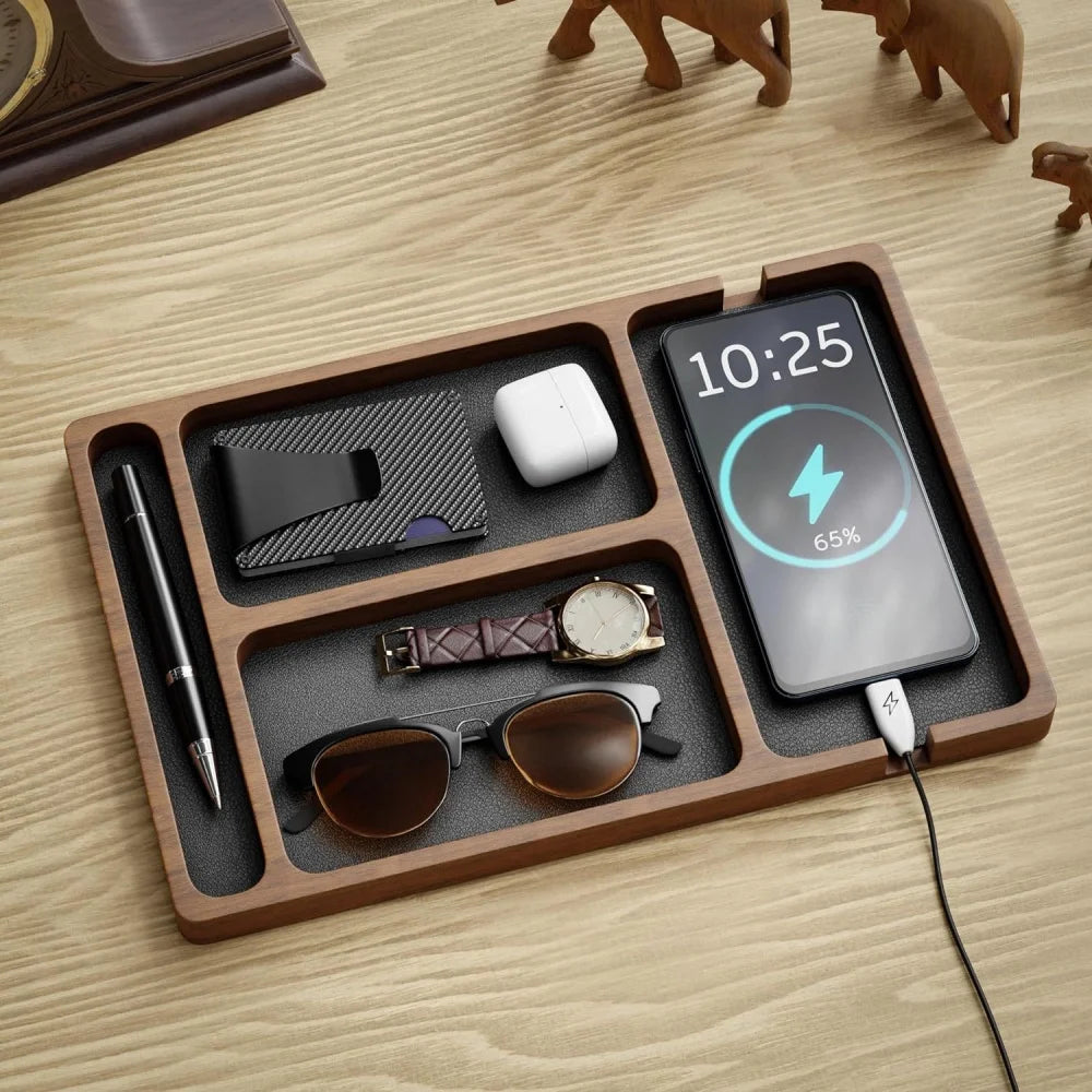 Cozyno Rutet Sectioned Wood Valet Tray — Cozyno Modern Desks & Workspace Accessories