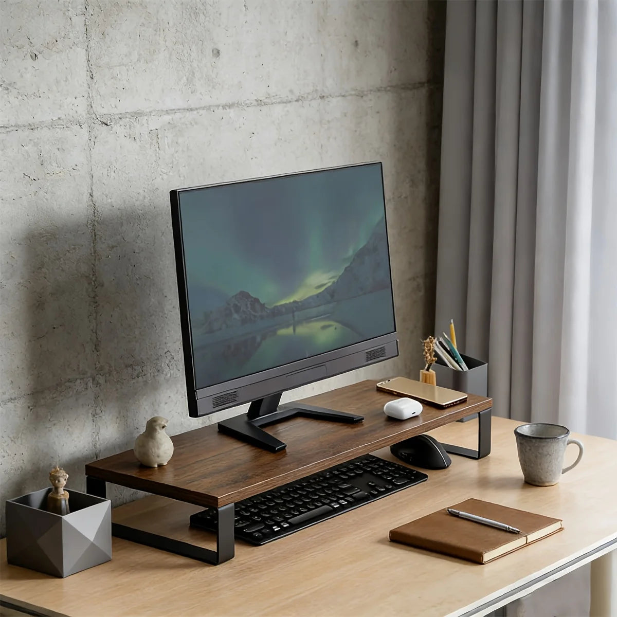 Cozyno Eldr Wood & Iron Monitor Riser — Cozyno Modern Desks & Workspace Accessories — view 3