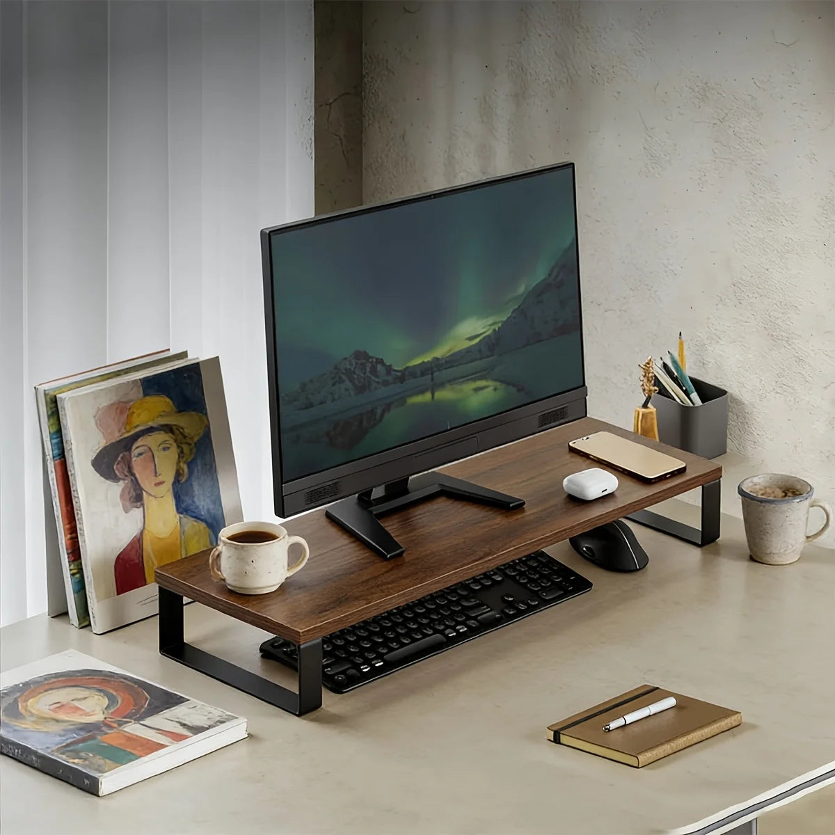 Cozyno Eldr Wood & Iron Monitor Riser — Cozyno Modern Desks & Workspace Accessories — view 6