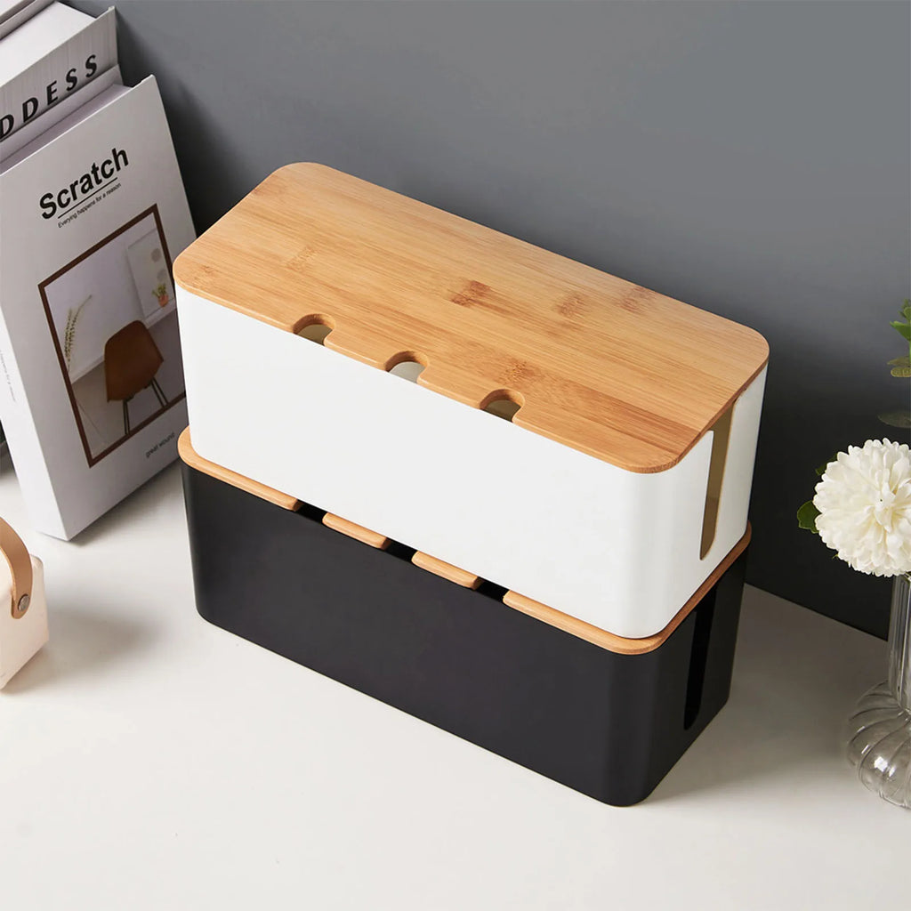 Cozyno Lade Large Wood-Top Cable Box — Cozyno Modern Desks & Workspace Accessories — view 5