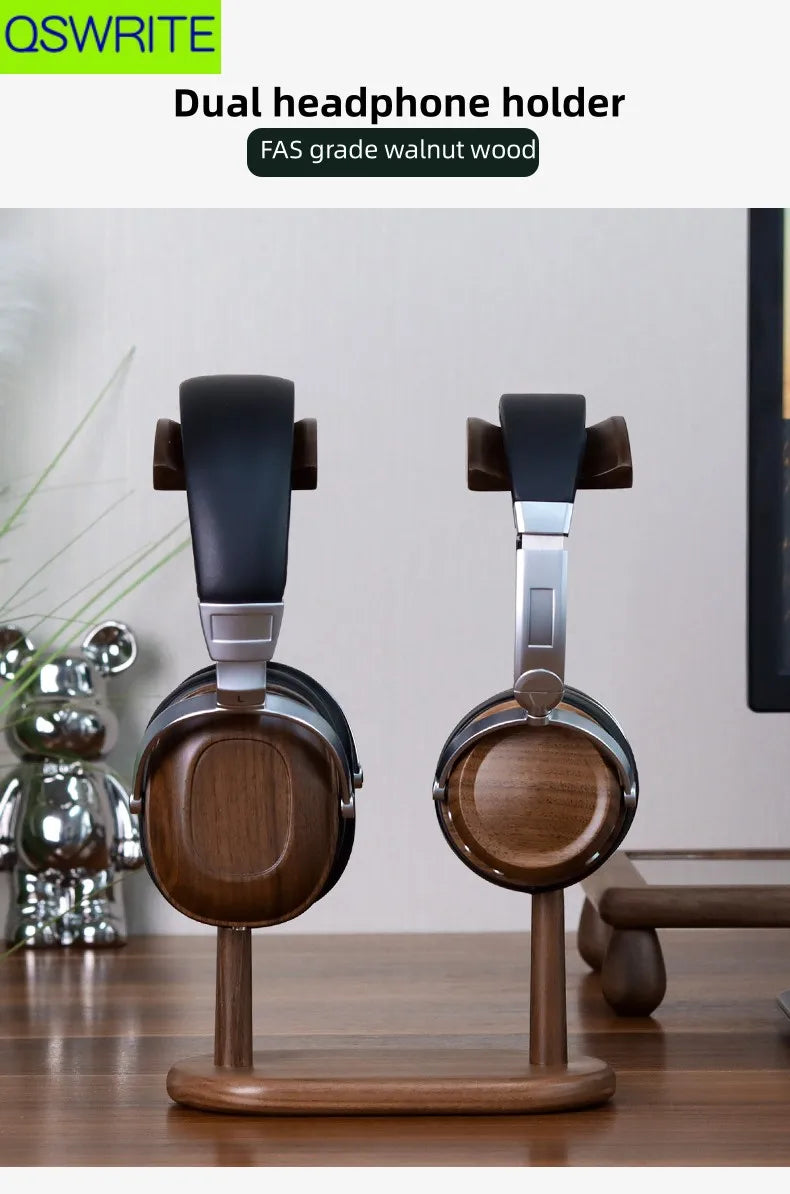 Cozyno Tvilling Dual Walnut Headphone Rack — Cozyno Modern Desks & Workspace Accessories — view 3