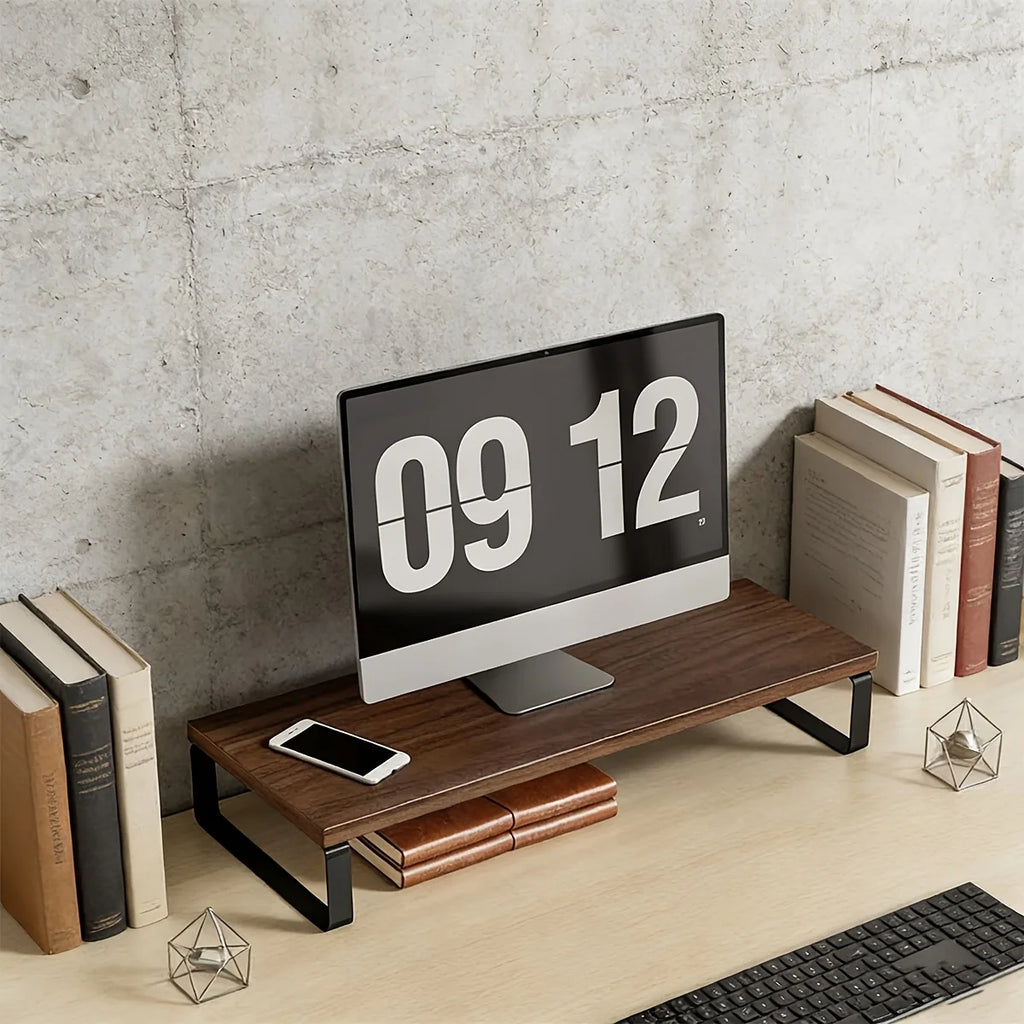 Cozyno Eldr Wood & Iron Monitor Riser — Cozyno Modern Desks & Workspace Accessories