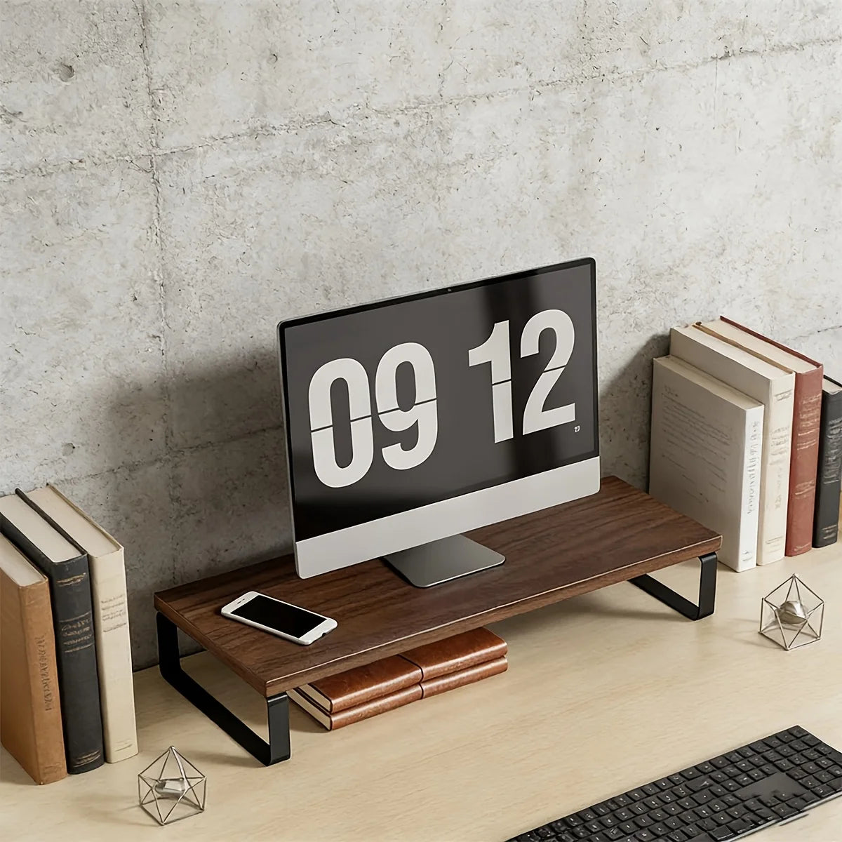 Cozyno Eldr Wood & Iron Monitor Riser — Cozyno Modern Desks & Workspace Accessories