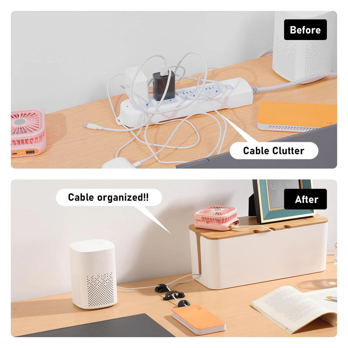 Cozyno Lade Large Wood-Top Cable Box — Cozyno Modern Desks & Workspace Accessories — view 3