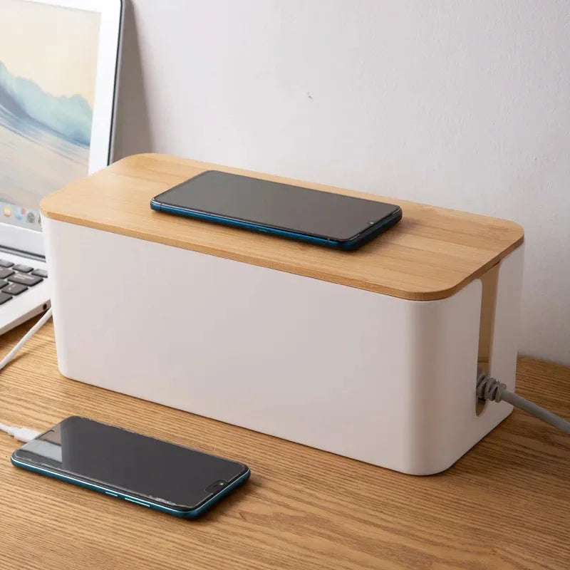 Cozyno Skjul Wood-Lid Cable Box — Cozyno Modern Desks & Workspace Accessories