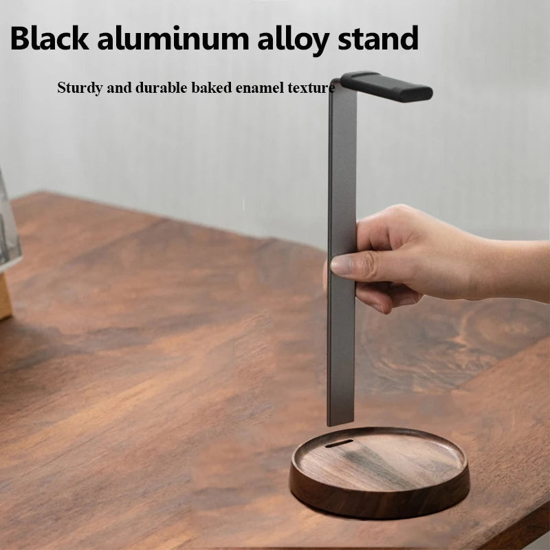 Cozyno Lofot Walnut & Aluminium Headset Stand — Cozyno Modern Desks & Workspace Accessories — view 4