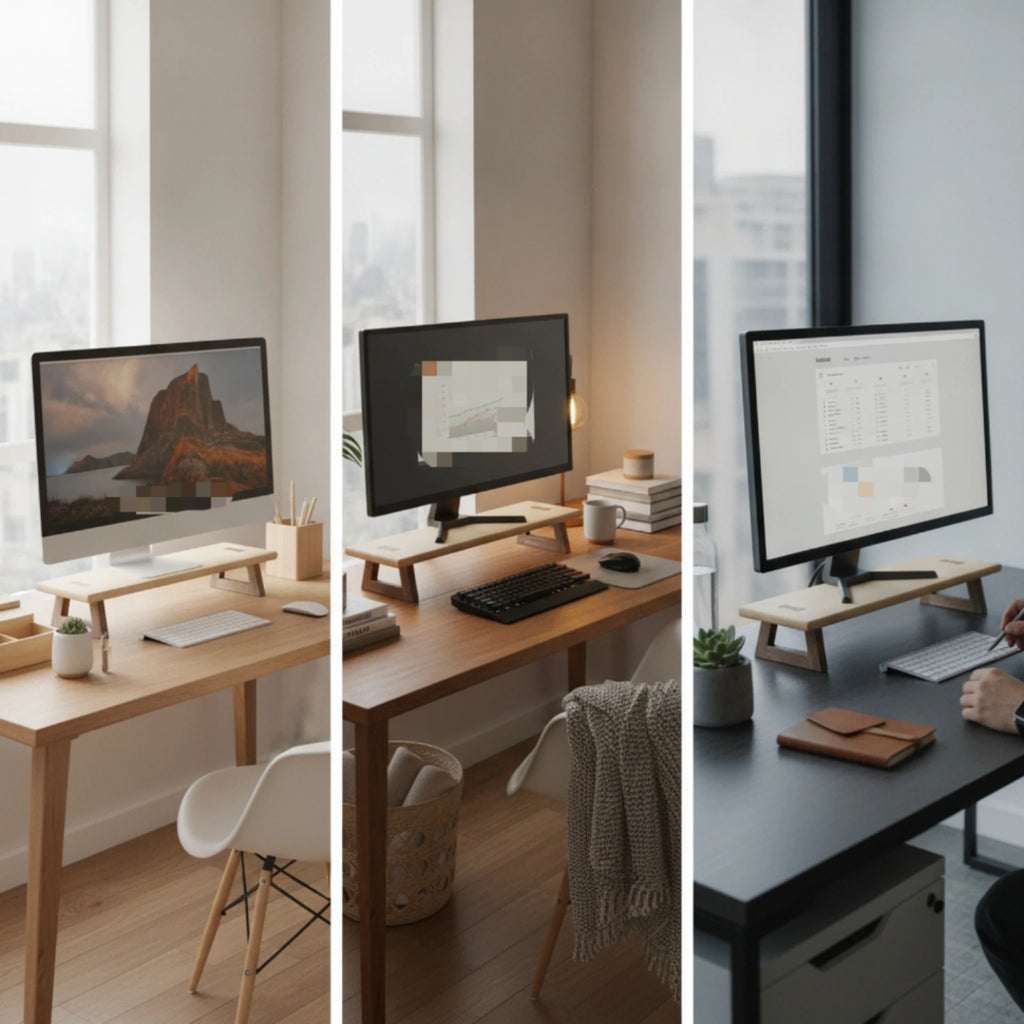 Cozyno Stille Wooden-Leg Monitor Riser — Cozyno Modern Desks & Workspace Accessories — view 4