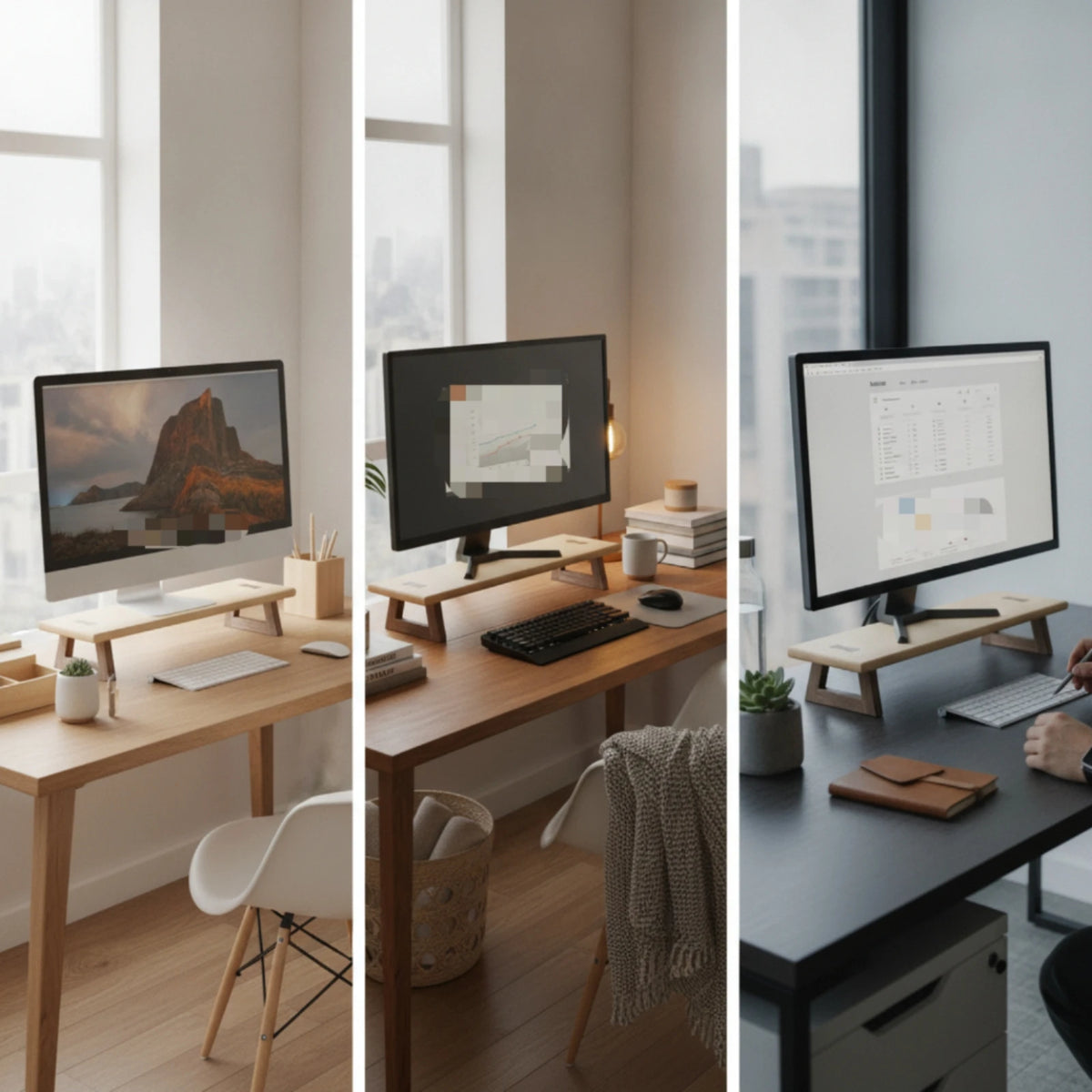 Cozyno Stille Wooden-Leg Monitor Riser — Cozyno Modern Desks & Workspace Accessories — view 4
